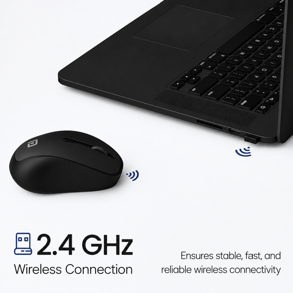 Portronics Toad 34 Wireless Mouse 2.4GHz with USB Receiver, Adjustable DPI, Ergonomic Design for Laptop, PC & Mac - (Black)