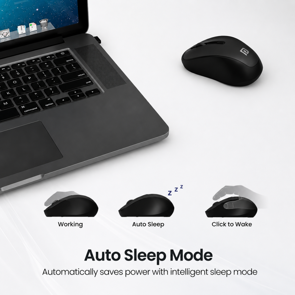 Portronics Toad 34 Wireless Mouse 2.4GHz with USB Receiver, Adjustable DPI, Ergonomic Design for Laptop, PC & Mac - (Black)