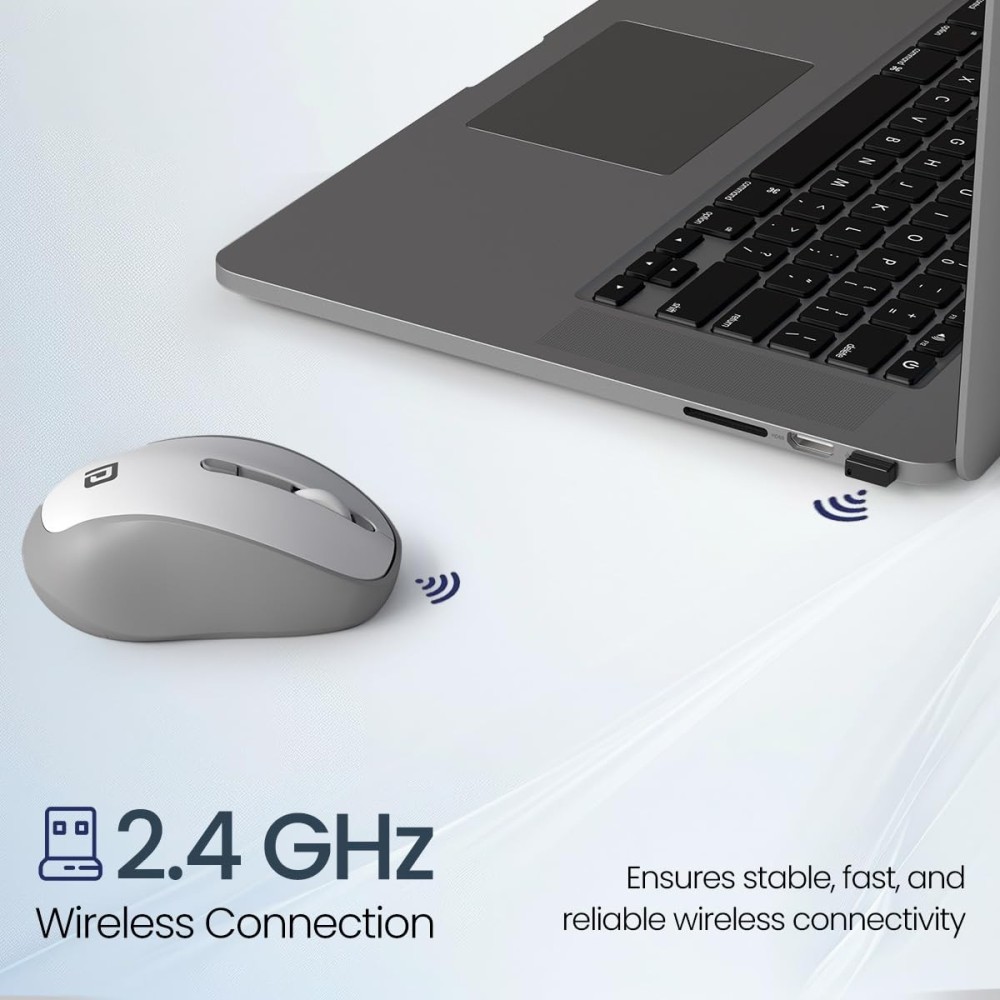 Portronics Toad 34 Wireless Mouse 2.4GHz with USB Receiver, Adjustable DPI, Ergonomic Design for Laptop, PC & Mac - (White)