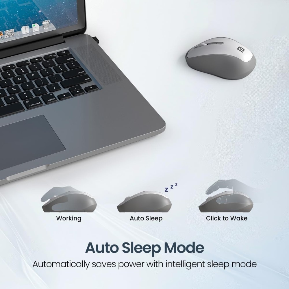 Portronics Toad 34 Wireless Mouse 2.4GHz with USB Receiver, Adjustable DPI, Ergonomic Design for Laptop, PC & Mac - (White)