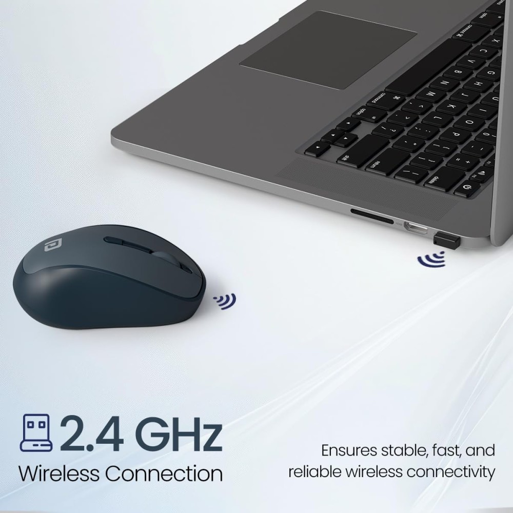 Portronics Toad 34 Wireless Mouse 2.4GHz with USB Receiver, Adjustable DPI, Ergonomic Design for Laptop, PC & Mac - (Grey)