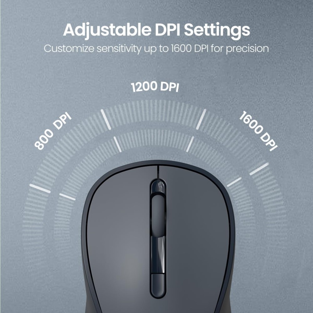 Portronics Toad 34 Wireless Mouse 2.4GHz with USB Receiver, Adjustable DPI, Ergonomic Design for Laptop, PC & Mac - (Grey)