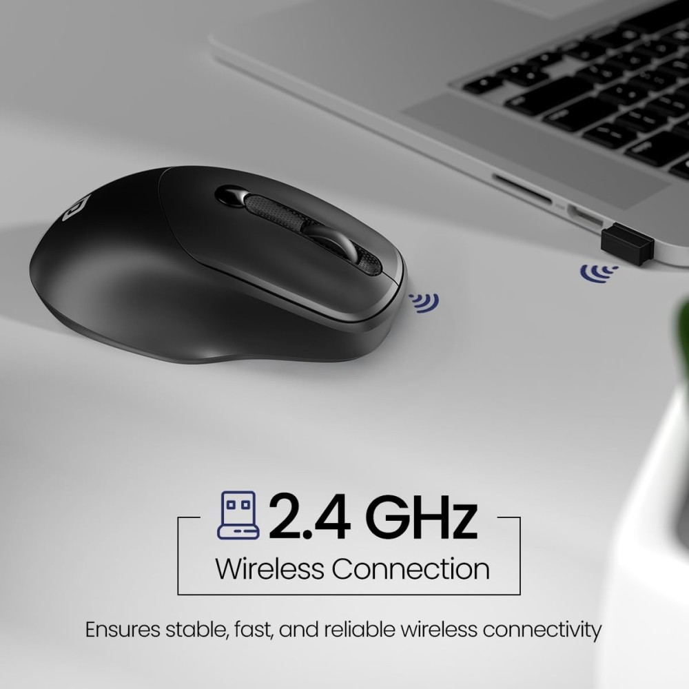 Portronics Toad 35 Wireless Mouse 2.4GHz with USB Receiver, Adjustable DPI, Ergonomic Design for Laptop, PC & Mac – (Black)