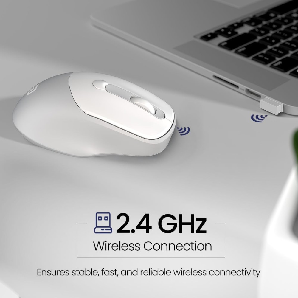 Portronics Toad 35 Wireless Mouse 2.4GHz with USB Receiver, Adjustable DPI, Ergonomic Design for Laptop, PC & Mac – (White)