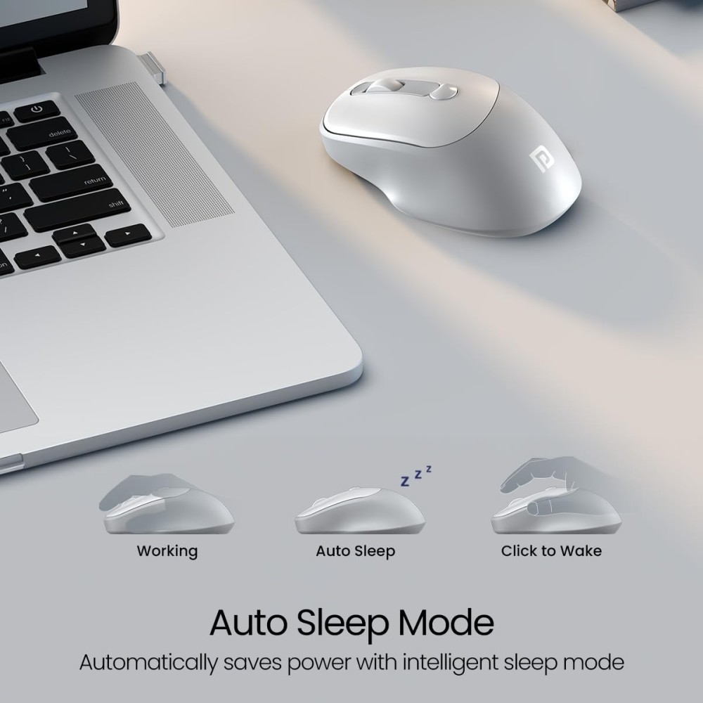 Portronics Toad 35 Wireless Mouse 2.4GHz with USB Receiver, Adjustable DPI, Ergonomic Design for Laptop, PC & Mac – (White)