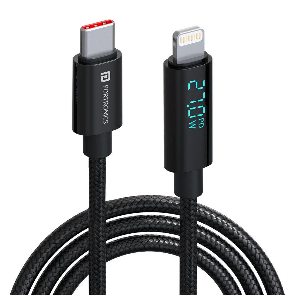 Portronics Konnect View 3A 27W Type-C to Lightning Cable (1.2M)