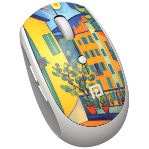 Portronics Toad III Plus Rechargeable Bluetooth & 2.4GHz Wireless Mouse with 6 Buttons, Soft Silicone Grip, Stylish Illustrated Design for Laptop, PC & Mac - (White)