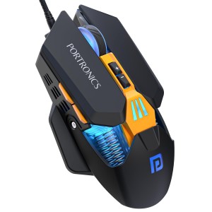 Portronics Vader 2.0 Wired Gaming Mouse, 7 Programmable Buttons, Up to 7100 DPI, RGB LED, 7000 FPS, 10 Million Clicks, USB Gaming Mouse - (Black)