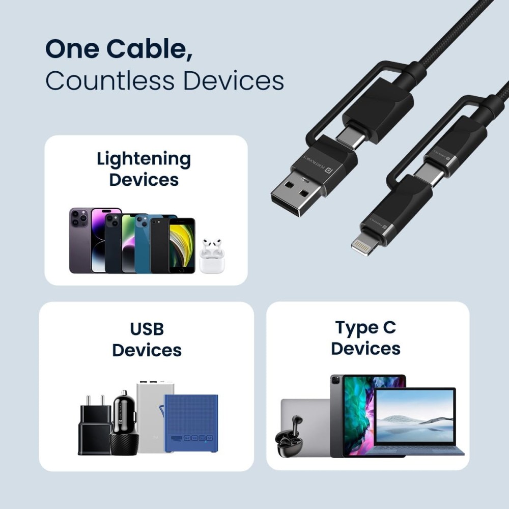 Portronics Omnicord 60W 4-in-1 Multifunctional Fast Charging Cable