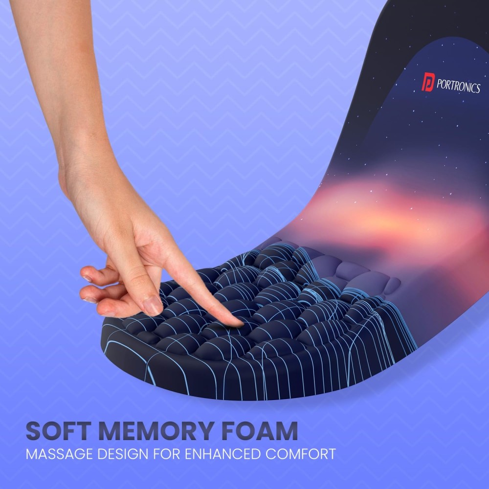 Portronics Comfipad Ergonomic Wrist Rest Mouse Pad with Soft Foam Cushion, Non-Slip Base, Wrist Support for Gaming, Laptop, PC & Computer - (Blue)