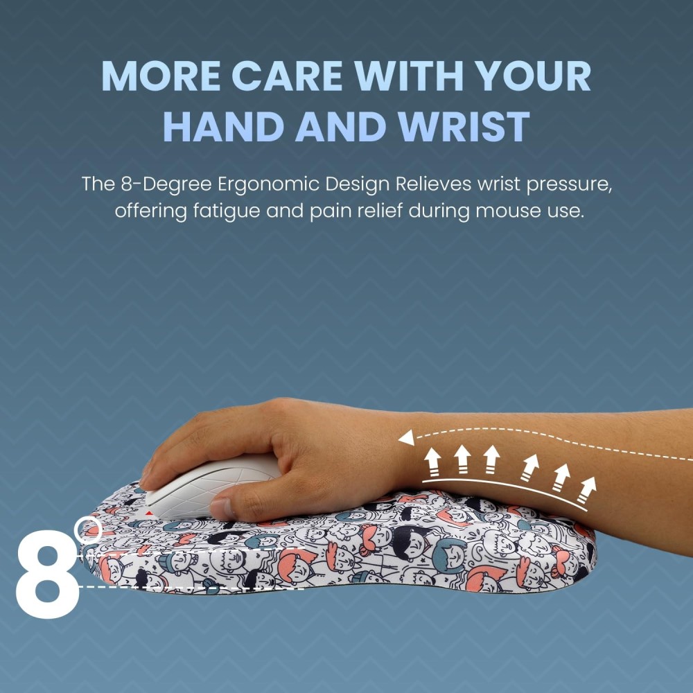 Portronics Comfipad Ergonomic Wrist Rest Mouse Pad with Soft Foam Cushion, Non-Slip Base, Wrist Support for Gaming, Laptop, PC & Computer - (White)
