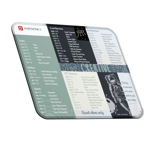 Portronics Comfipad 3 Mouse Pad with Windows Shortcuts, Non-Slip Base, Stitched Edges, Smooth Water-Resistant Surface for Gaming, Office & Home – (Grey)