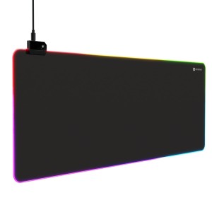 Portronics Comfipad Glow RGB Gaming Mouse Pad Large Extended Desk Mat with Non-Slip Base, Stitched Edges & High-Precision Surface for Gaming, Keyboard & Mouse - (Black)