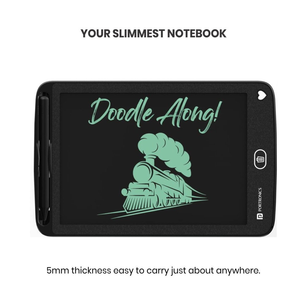 Portronics RuffPad 8.5-Inch Portable LCD E-Writer with App Support, Stylus Drawing & Handwriting Board, Save & Share Notes via Smartphone App - (Black)
