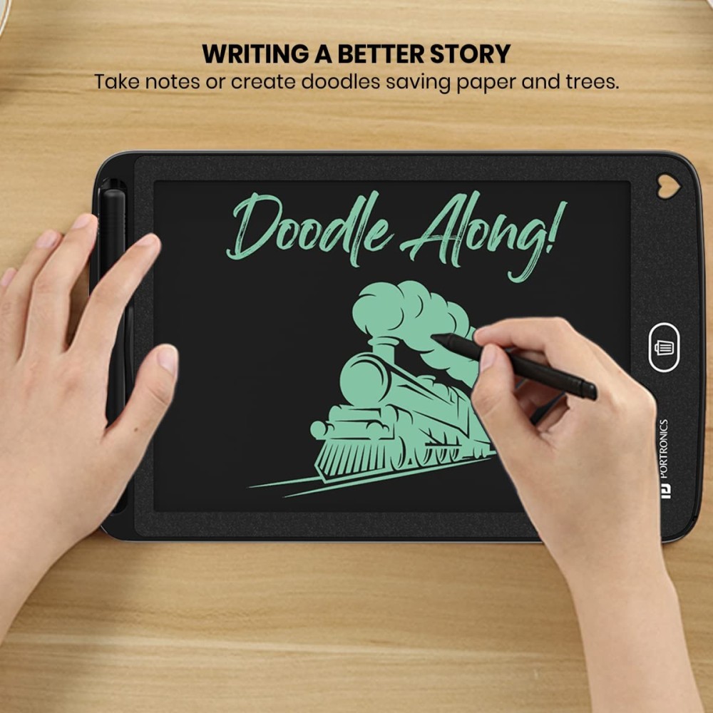 Portronics RuffPad 8.5-Inch Portable LCD E-Writer with App Support, Stylus Drawing & Handwriting Board, Save & Share Notes via Smartphone App - (Black)