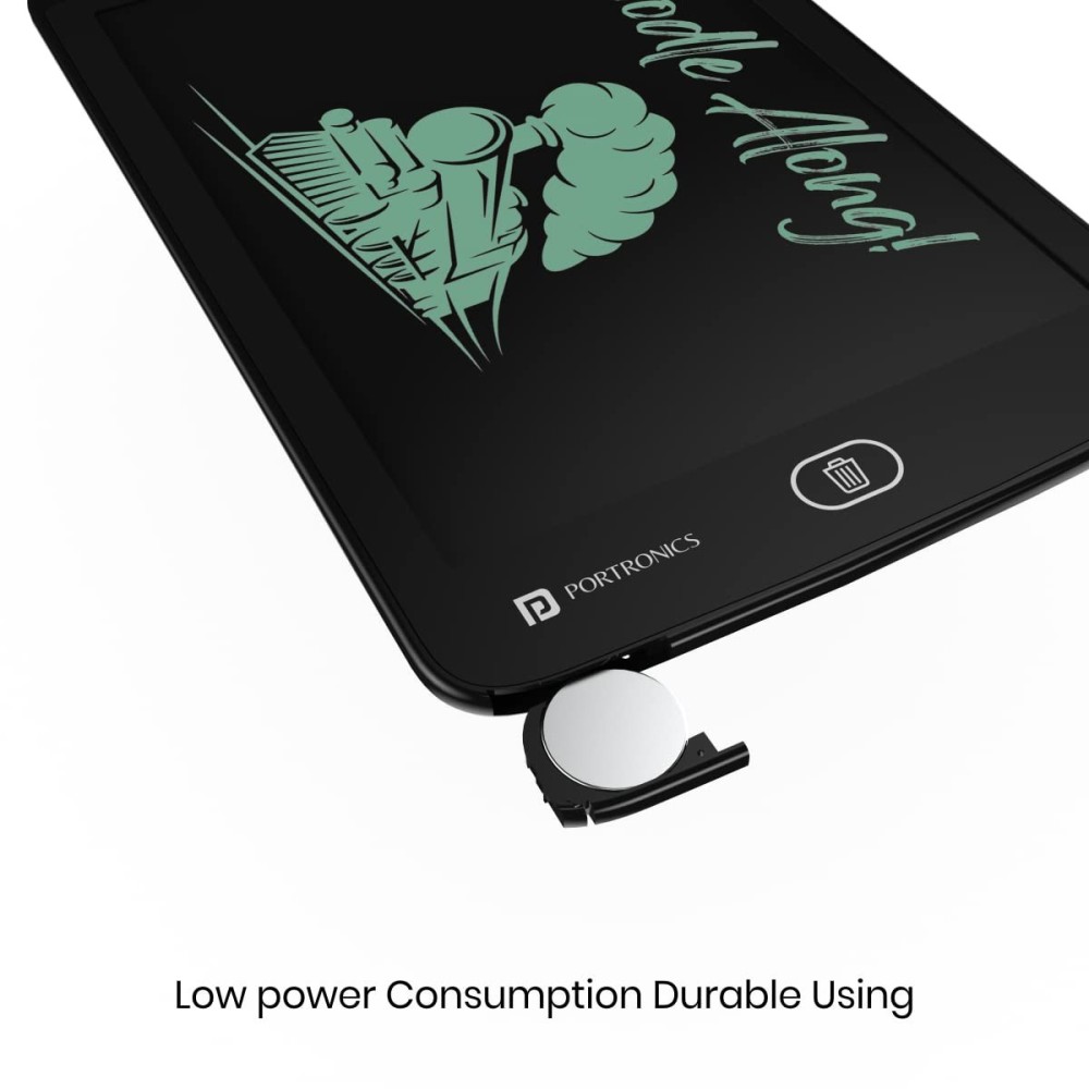 Portronics RuffPad 8.5-Inch Portable LCD E-Writer with App Support, Stylus Drawing & Handwriting Board, Save & Share Notes via Smartphone App - (Black)