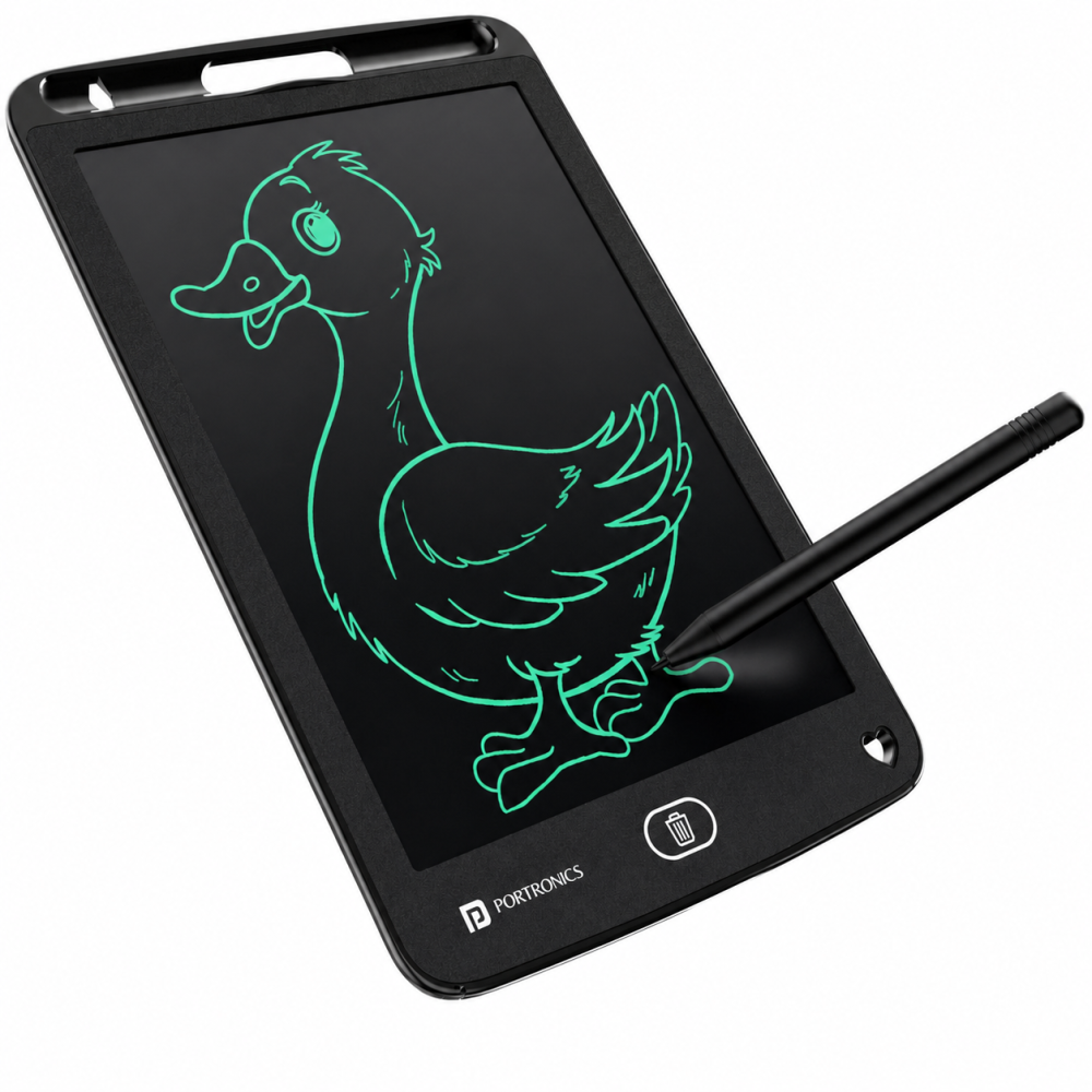 Portronics Ruffpad 8.5E Re-Writable LCD Writing Tablet 8.5 Inch, Wireless Graphics Tablet, Eco-Friendly Digital Drawing & Note Pad - (Black)