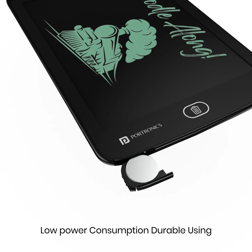 Portronics Ruffpad 8.5E Re-Writable LCD Writing Tablet 8.5 Inch, Wireless Graphics Tablet, Eco-Friendly Digital Drawing & Note Pad - (Black)