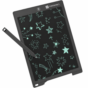 Portronics Ruffpad 12D Re-Writeable 11.25 Inch LCD Writing Pad (28.6cm), Eco-Friendly Digital Writing Tablet with One-Touch Erase & Stylus – (Black)