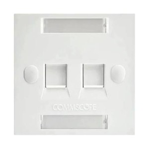 CommScope 235001-2 NETCONNECT Faceplate Kit, 1-Gang, 2-Port, Shuttered, Signal White