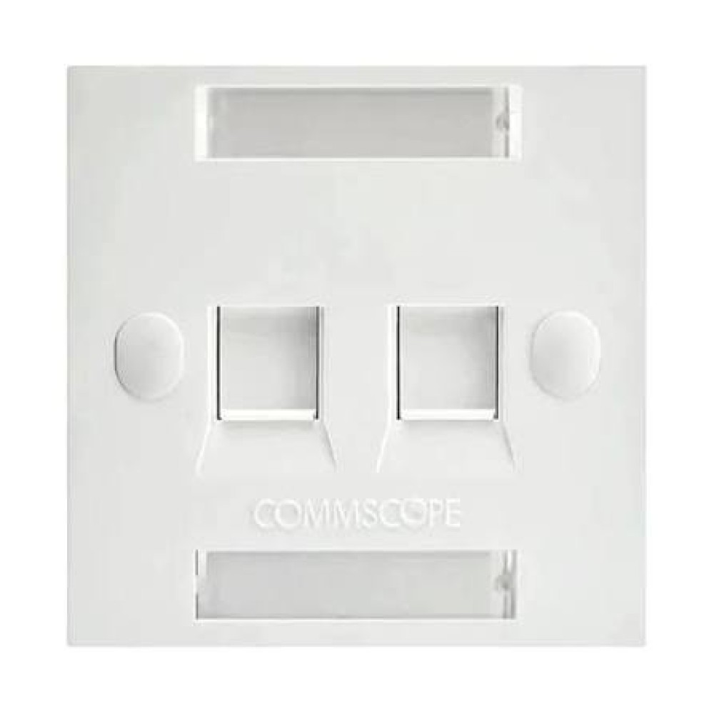 CommScope 235001-2 NETCONNECT 1-Gang 2-Port Faceplate Kit with Shuttered Ports for Network & Ethernet Cabling – (White)