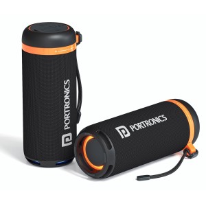 Portronics 15W Breeze 7 Wireless Bluetooth Speaker with Rotational Volume Control, Upto 6 Hours Playtime, Bluetooth 5.4V, Passive Bass Radiator, TWS Mode, RGB LED Lights, Type C Charging(Blac