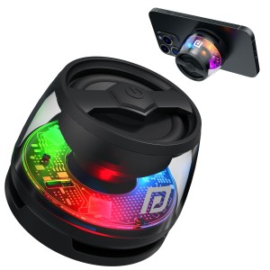 Portronics Nadya 6W Magnetic Bluetooth Speaker with MagSafe Mobile Stand, HD Sound, Upto 4 Hours Playtime, 40mm Driver, RGB LED Lights, Bluetooth 5.3V, Transparent Speaker, Type C Charging(Bl