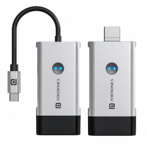 Portronics Sky Cast Wireless Type-C to HDMI Screen Casting Adapter 4K@50Hz with PD Charging, Plug & Play, 10m Range for Laptop, Tablet, TV, Projector & Monitor - (Silver Grey)