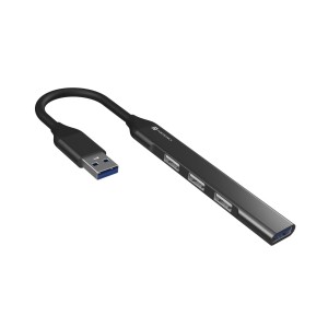 Portronics Mport 31 USB Hub Dock 4-in-1 with USB 3.0 & 3 USB 2.0 Ports, 5Gbps High-Speed Multiport Adapter for Laptop, PC & Mac - (Grey)