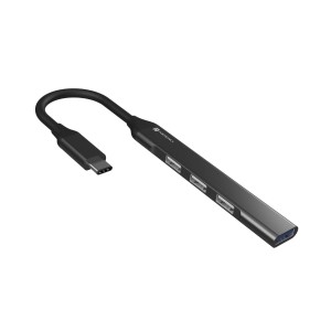 Portronics Mport 31C USB-C Hub 4-in-1 with USB 3.0 & 3x USB 2.0 Ports, 5Gbps Type-C Multiport Adapter for Laptop, MacBook & PC - (Grey)