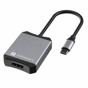 Portronics Mport X USB-C to HDMI Adapter, 4K 60Hz UHD Display, Compatible with Laptop, MacBook & Smartphone - (Grey)