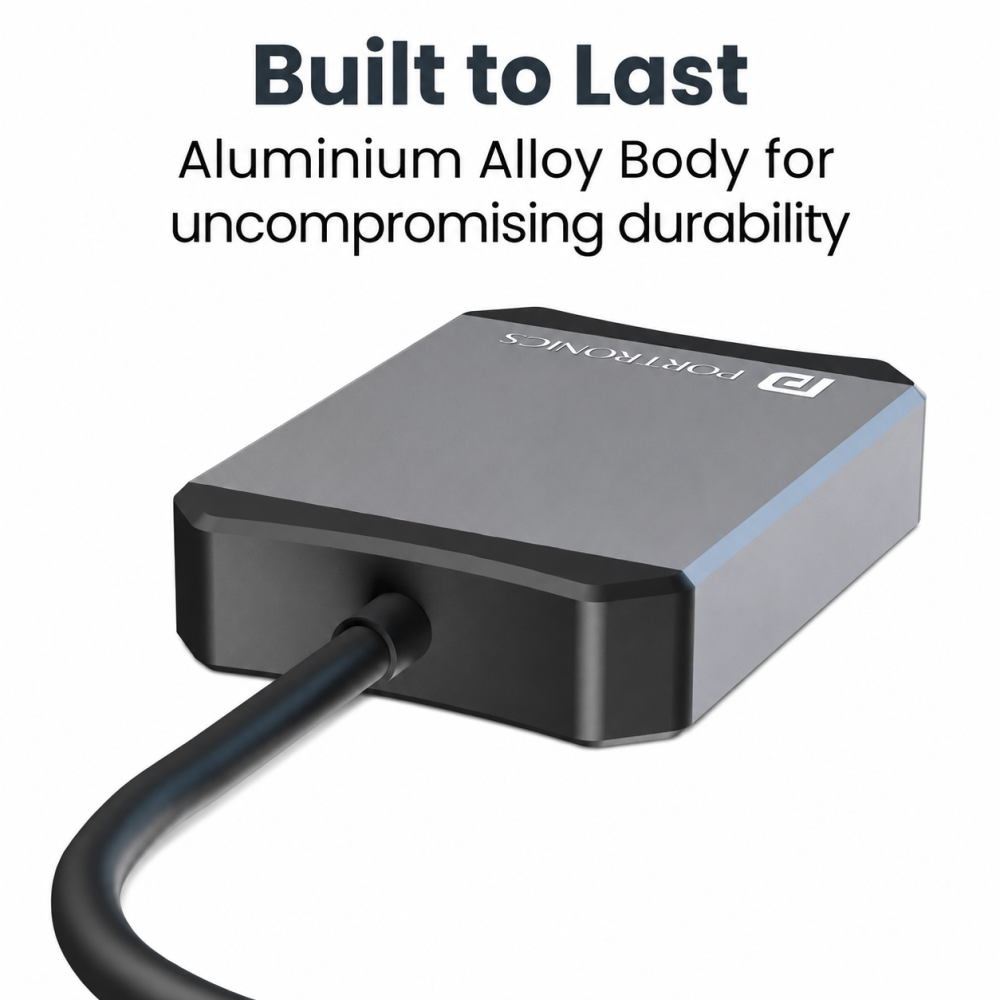 Portronics Mport X USB-C to HDMI Adapter, 4K 60Hz UHD Display, Compatible with Laptop, MacBook & Smartphone - (Grey)