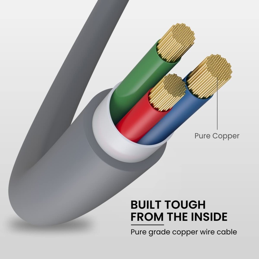 Portronics Konnect G2 Laptop Power Cable with 3PIN Clover Power Connector, 1.5M Cord Length, 350W Load Capacity(Grey)