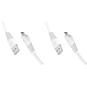 Portronics Konnect Core II Micro USB Cable with 3A Fast Charging & 480 mbps Data Transmission(White) (Pack of 2)
