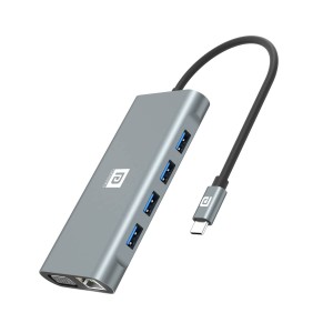 Portronics Mport 11C, 11-in-1 USB-C Hub with 4K HDMI, Ethernet, 100W PD Charging, VGA, 4 USB 3.0, SD/microSD Card Reader for Laptop, PC & MacBook - (Grey)