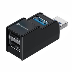 Portronics Mport 3A USB Hub Dock 3-in-1 Multiport Adapter with USB 3.0 & Dual USB 2.0 Ports, 5Gbps Data Transfer Speed for Laptop, PC & Mac - (Black)