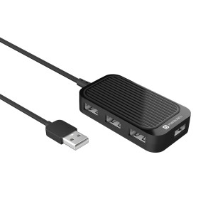 Portronics Mport 4D USB Hub Dock (4-in-1), Multiport USB Adapter with Long Cable, 480 Mbps High Speed Data Transfer for Laptop, PC & Mac - (Black)