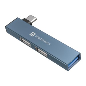 Portronics Mport Mino C USB C Hub, 3 Port USB 2.0 Docking Station with Aluminium Alloy Body for Laptop, MacBook & PC - (Grey)