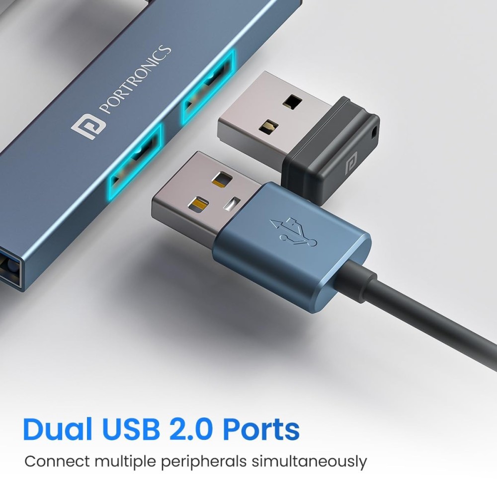 Portronics Mport Mino C USB C Hub, 3 Port USB 2.0 Docking Station with Aluminium Alloy Body for Laptop, MacBook & PC - (Grey)