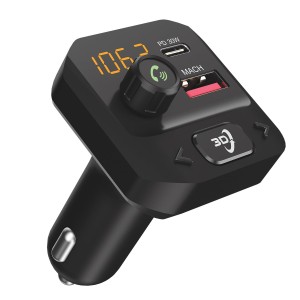 Portronics Auto 10 Plus Car Bluetooth Receiver with FM Transmitter, Hands-Free Calling, 3D Surround Sound, 30W USB-C PD & 18W USB Fast Charging for Wireless Car Stereo Audio - (Black)