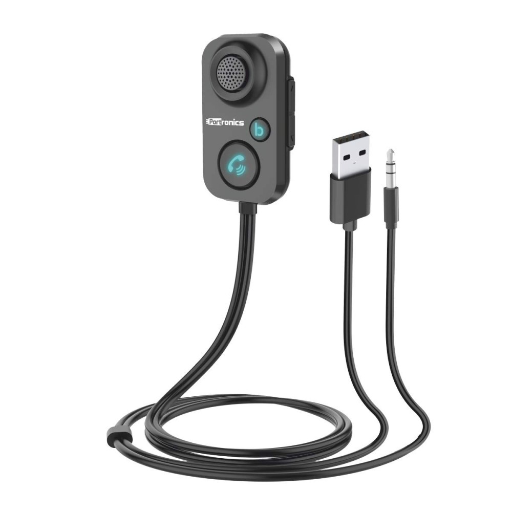 Portronics AUTO 12 In-Car Bluetooth Receiver for Handsfree Calling & Wireless Music Streaming, Universal Smartphone Compatibility - (Black)