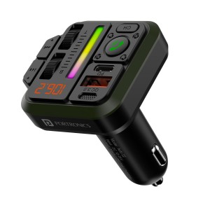 Portronics Auto 22 Car Bluetooth Receiver with 20W PD Type-C & 18W USB Fast Charging, Hands-Free Calling, Wireless Music Streaming, Bass & Treble Control for Car Stereo - (Black)