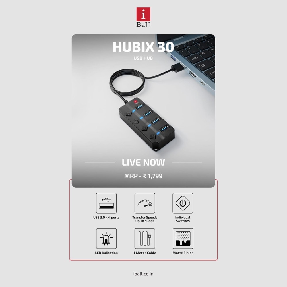 IBALL HUBIX 30 4PORTS 3.0 USB HUB