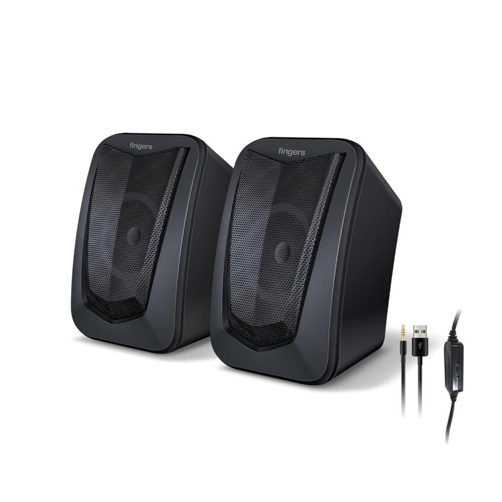 FINGERS FunBeats USB Multimedia Speaker (6 W 2.0 Channel | Volume Controller | Powerful Bass | Black Standard)