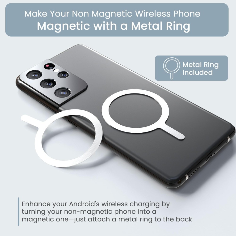 Portronics Magclick 5k 5000mAh Slim Magnetic Fast Charging Wireless Powerbank with 20W Wired Output, 15W Wireless Output, Best for iPhone 12 & Above, Android & Other Qi Enabled Devices + Magnetic Ring