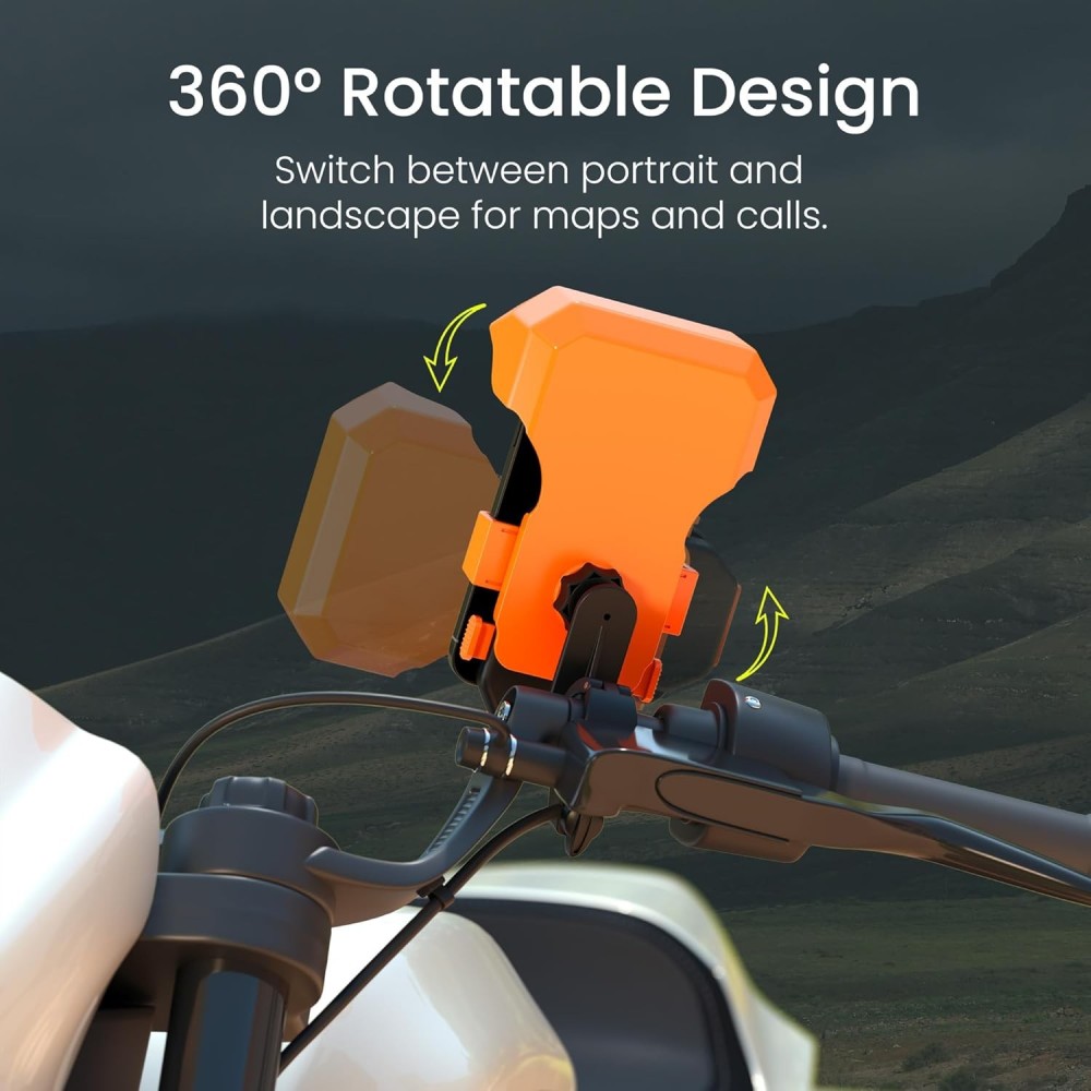 Portronics Mobike 4 Plus Handlebar Mobile Holder with Sunshade & Rain Protection, 360° Rotatable Bike & Motorcycle Phone Mount for 5.4–6.7 Inch Smartphones