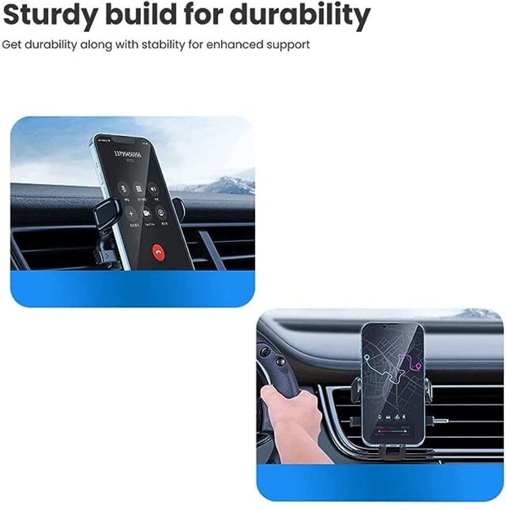 Portronics Clamp Y Car Air Vent Mobile Holder for Smartphones, Secure AC Vent Mount, Adjustable Phone Holder - (Black)