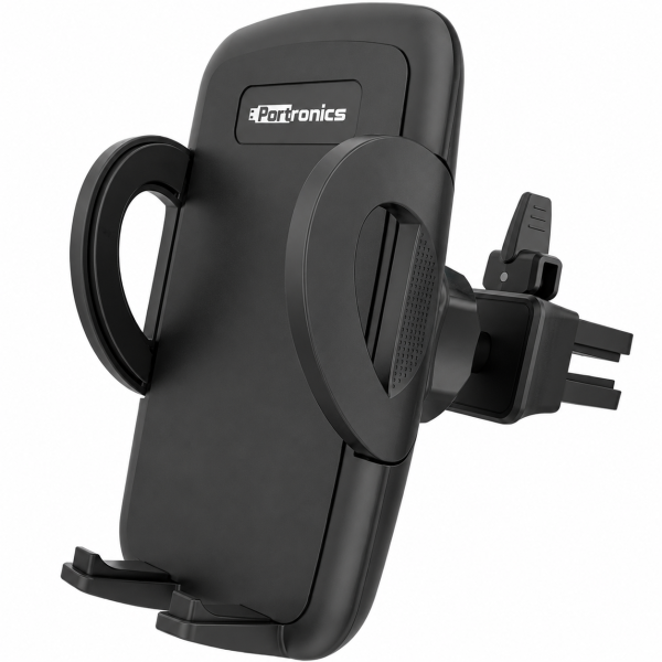 Portronics Clamp X Car Vent Mobile Holder with Adjustable Side Arms for Smartphones, Secure Air Vent Phone Mount - (Z-Black)