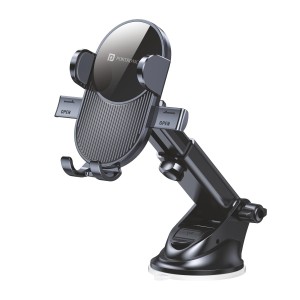Portronics Clamp M3 Adjustable Car Mobile Phone Holder Stand with 360° Rotation, Strong Suction Cup for Dashboard & Windshield, Universal Fit for 4-6 Inch Smartphones - (Black)