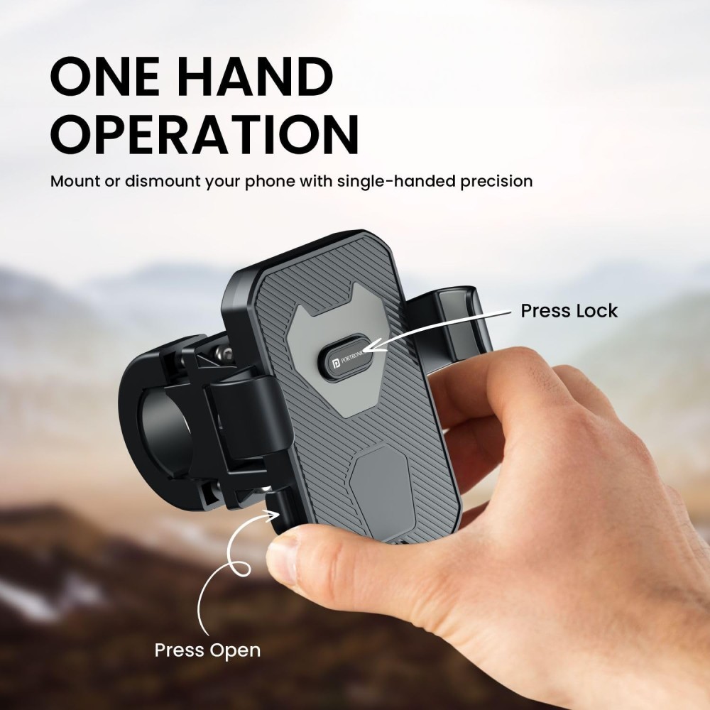 Portronics Mobike 4 Bike Phone Mount with 360° Rotation, Strong Grip Mobile Holder for Bicycle & Motorcycle, Fits 4.7 to 6.8 Inch Smartphones - (Black)